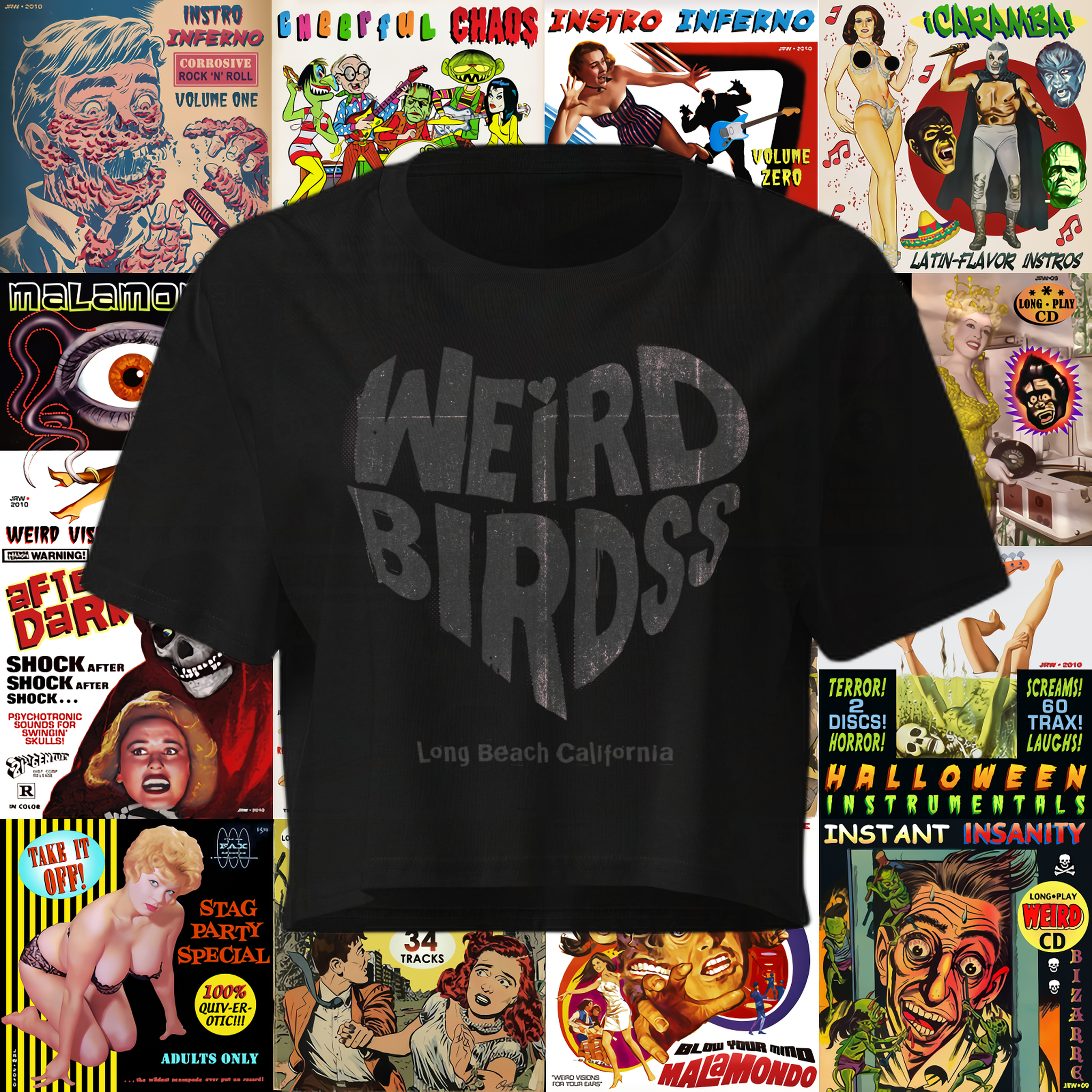 Crop top "Black heart" de Weird Birdss