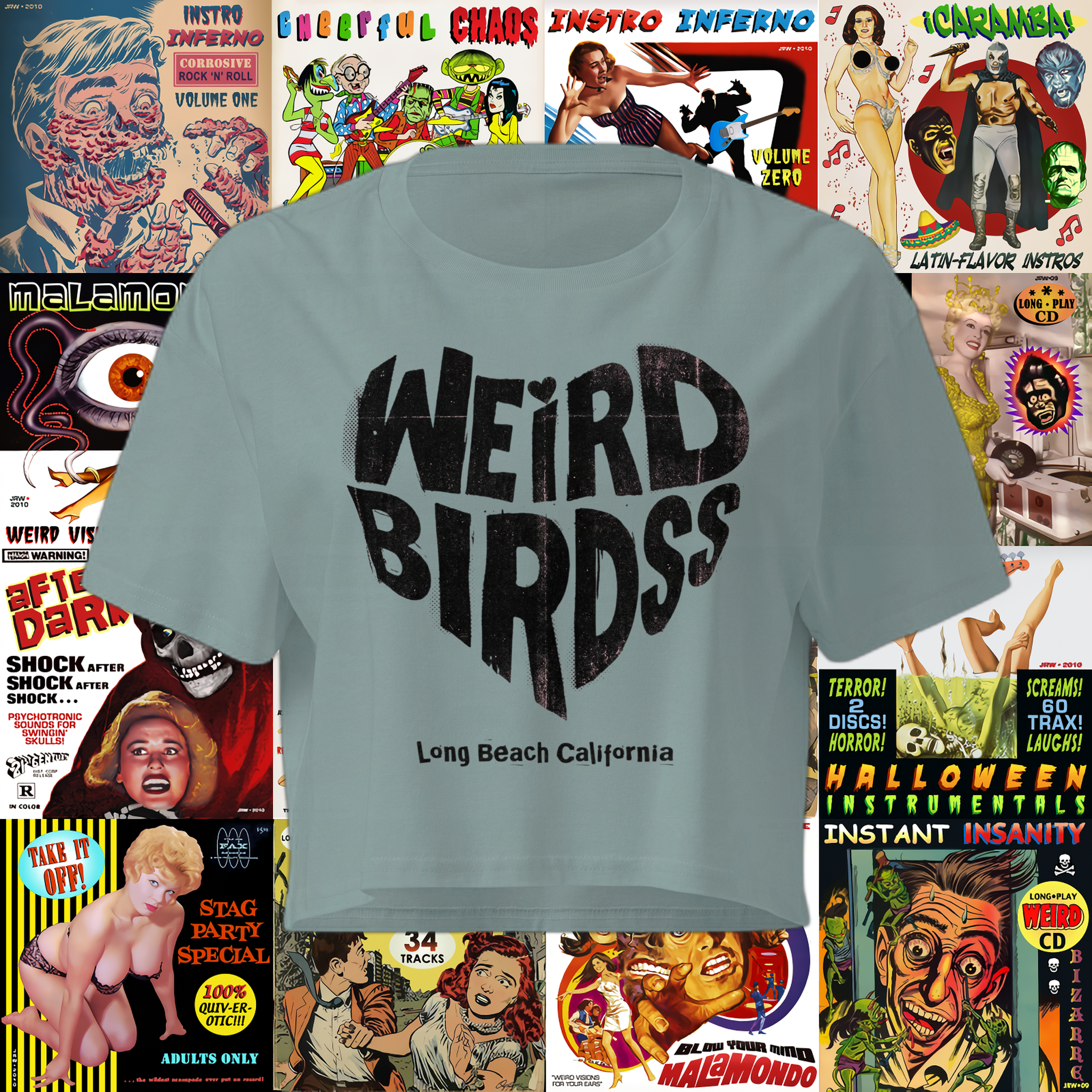 Crop top "Black heart" de Weird Birdss