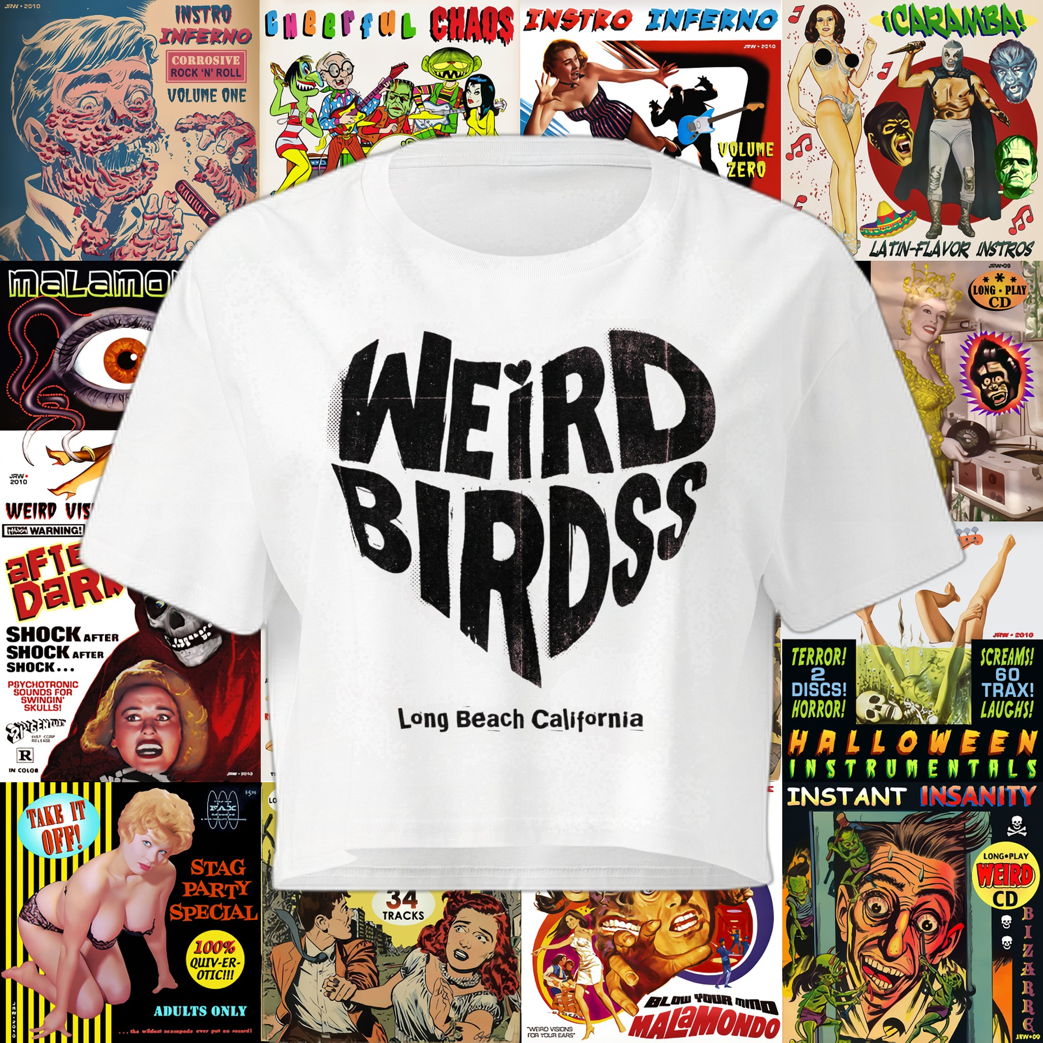 Crop top "Black heart" de Weird Birdss