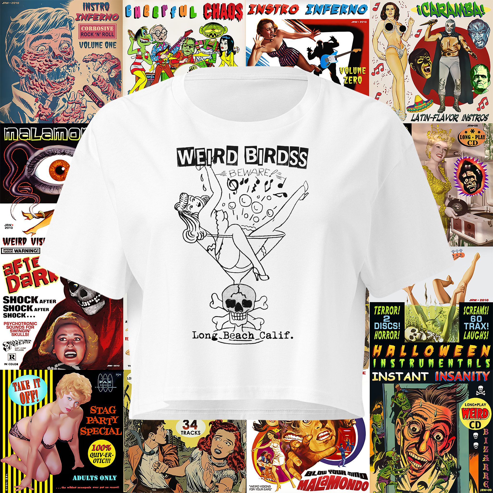 Crop top "Skull & Martini" de Weird Birds